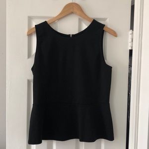LOFT sleeveless black peplum top - M